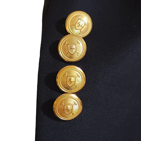 Lauren‎ Ralph Lauren Wool Blend Navy Blue and Gold Button Blazer Suit Jacket 42R